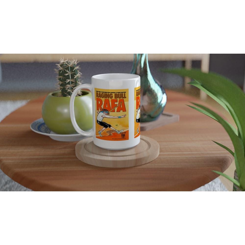 RAGING BULL RAFA Rafael Nadal Tennis White 15oz Ceramic Mug