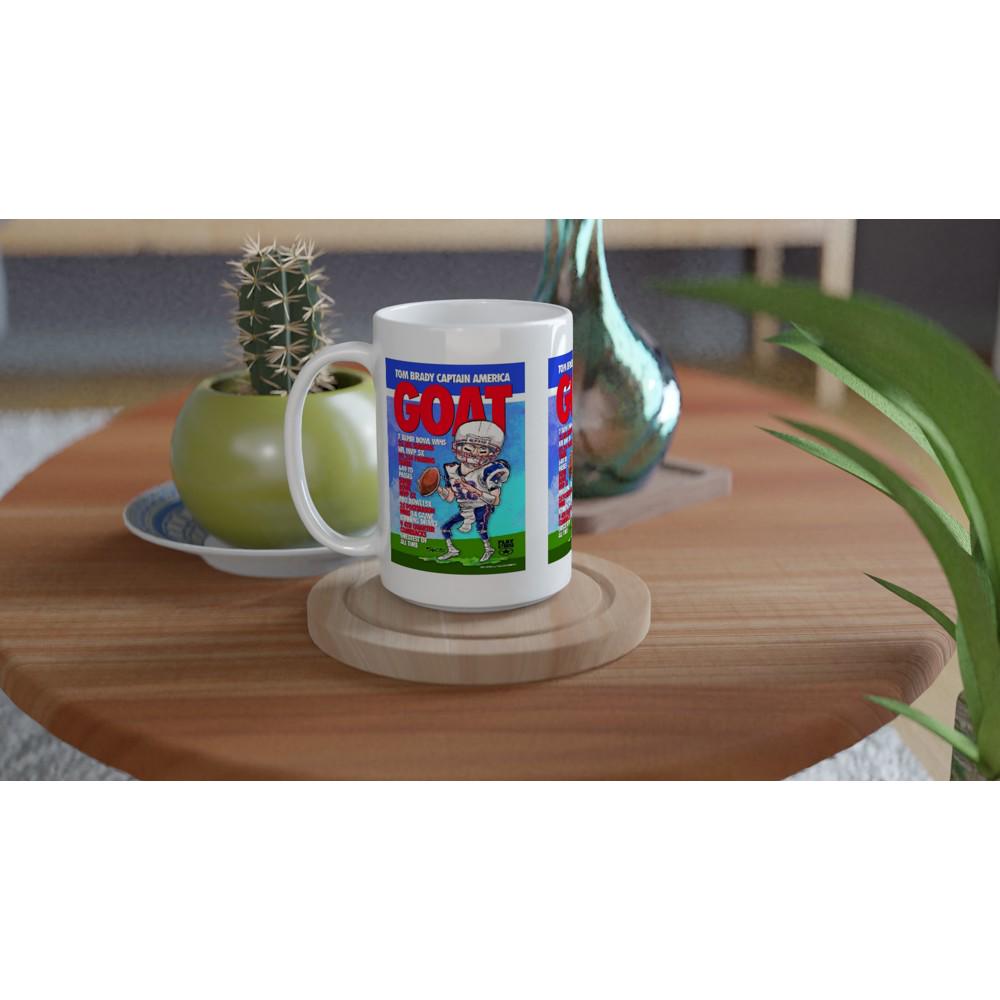 FOOTBALL G.O.A.T. Tom Brady White 15oz Ceramic Mug