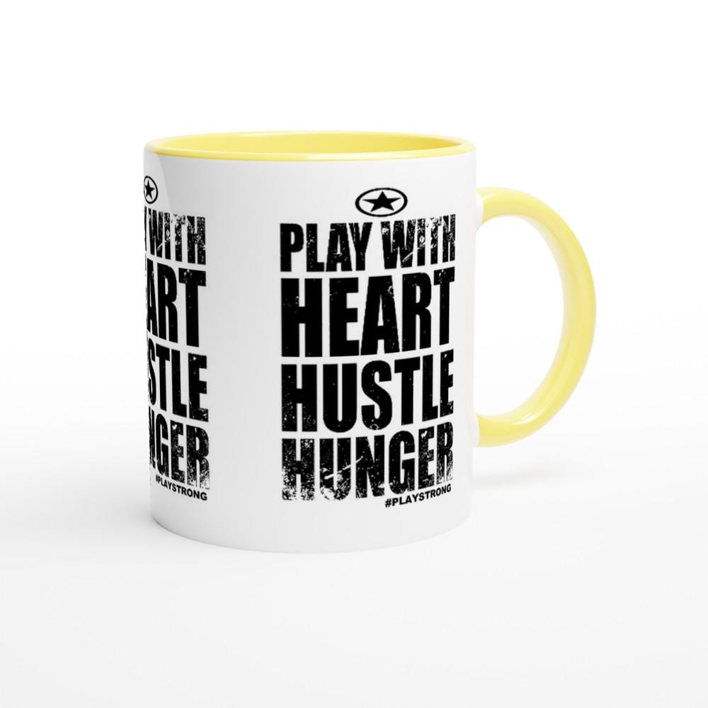 HEART HUSTLE HUNGER Empower Words White 11oz Ceramic Mug with Color Inside