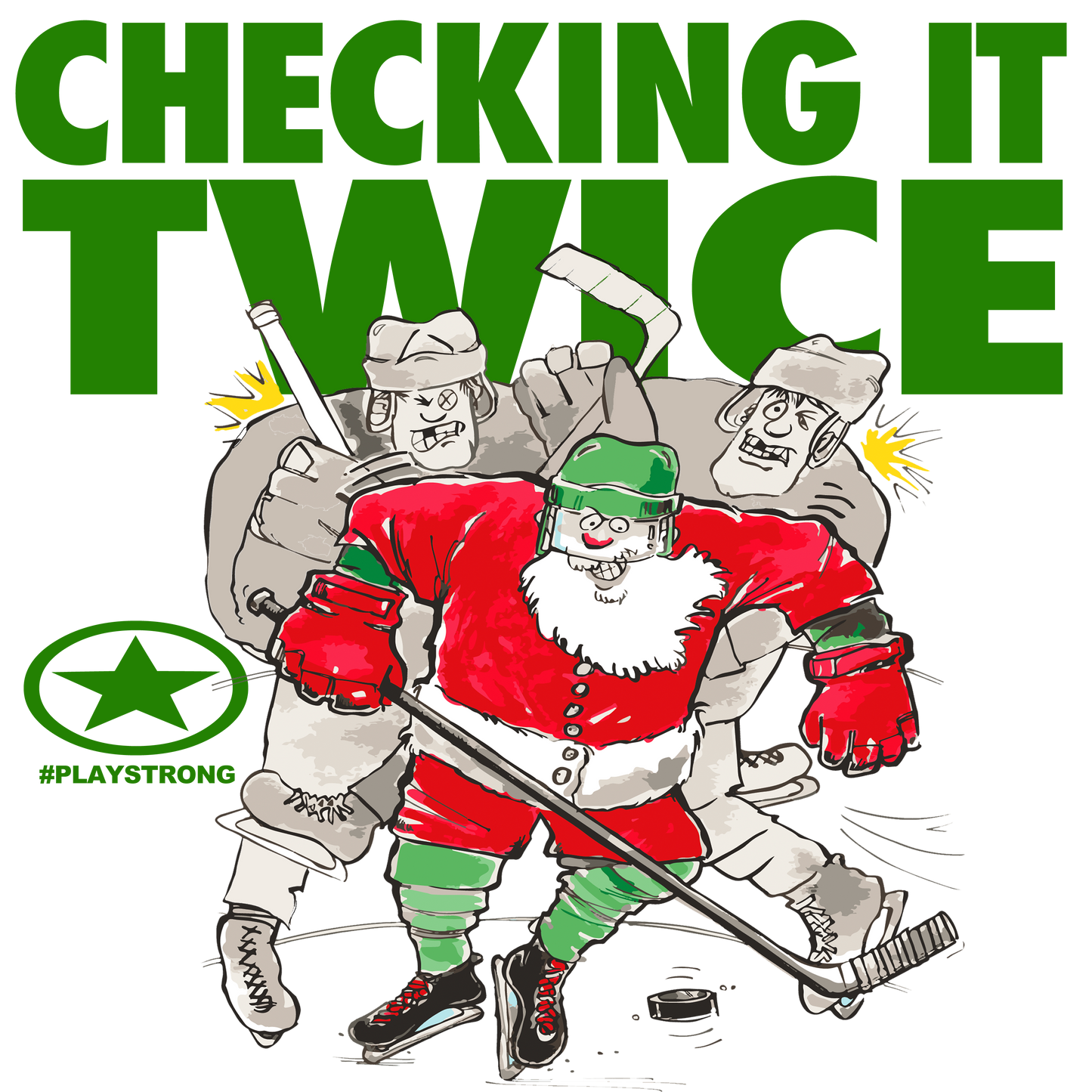 CHECKING IT TWICE HOCKEY Santa Sports Mug with Color Inside