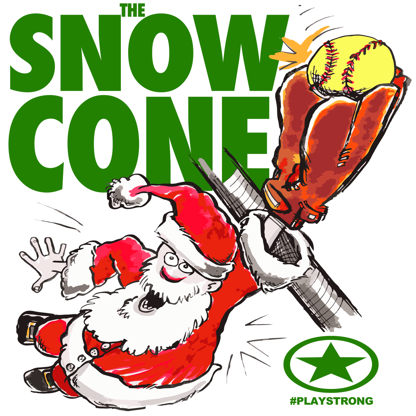THE SNOW CONE Softball Santa Sports #playstrong Mug with Color Inside
