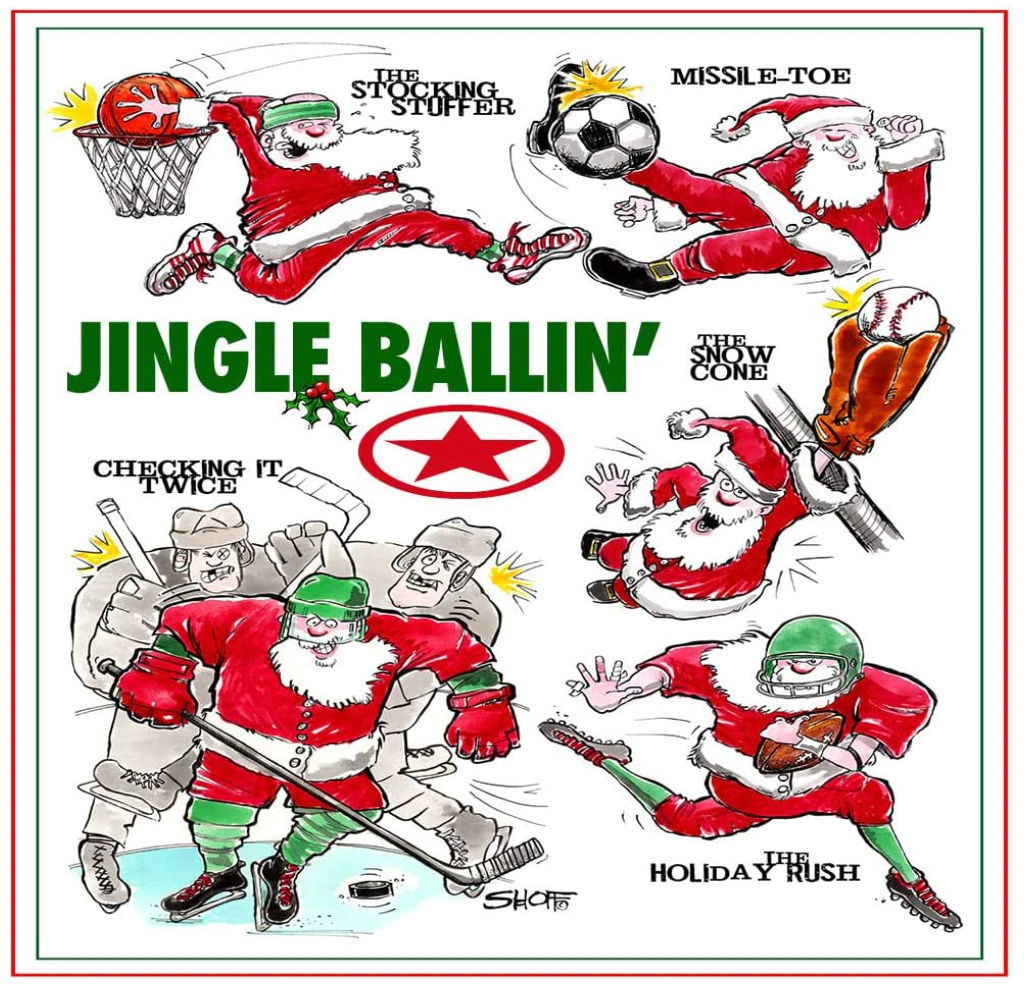 Santa Sports "The Stocking Stuffer" Basketball Christmas 5x7 Greeting Card 3-Pack