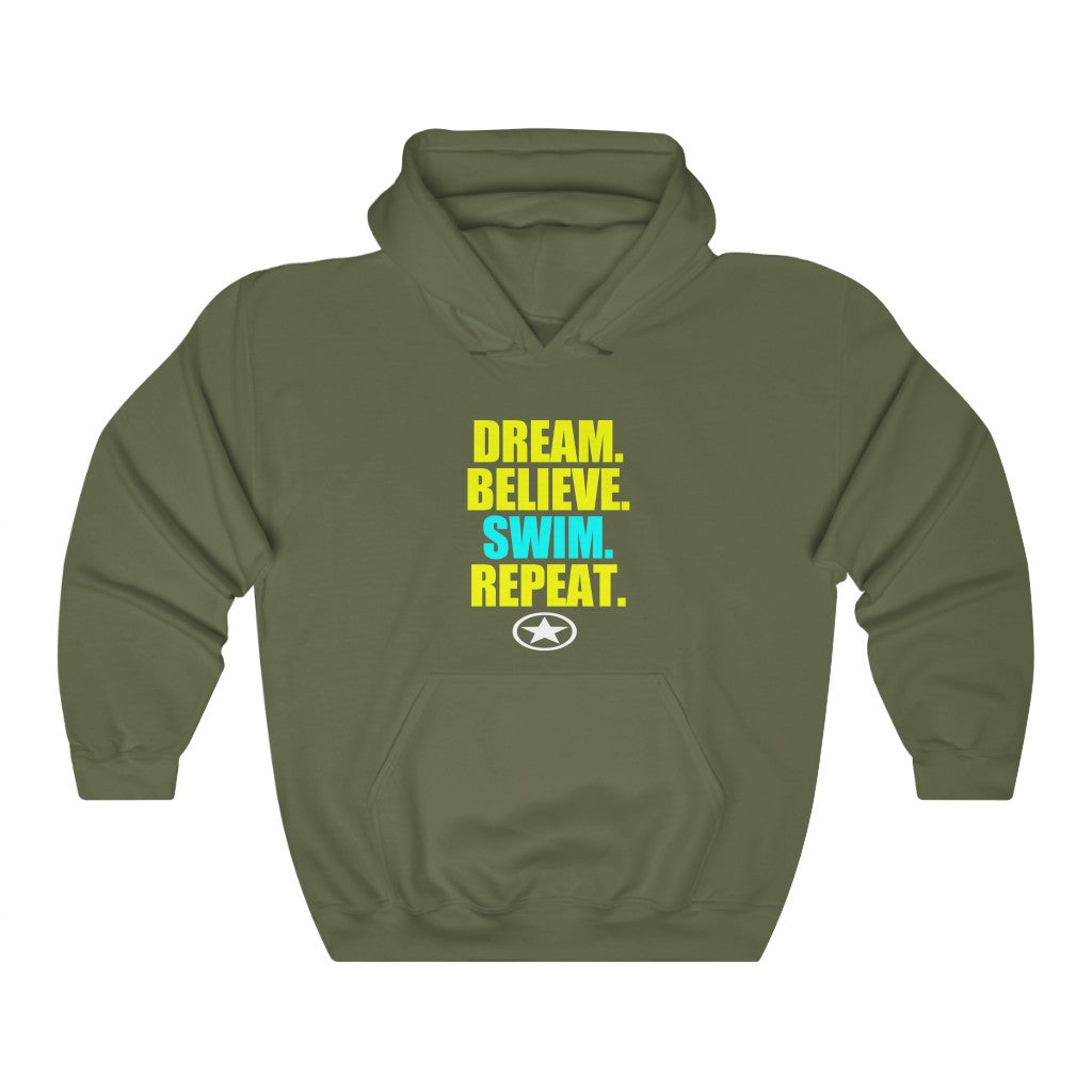 DREAM. BELIEVE. SWIM. Unisex Heavy Blend™ Hooded Sweatshirt
