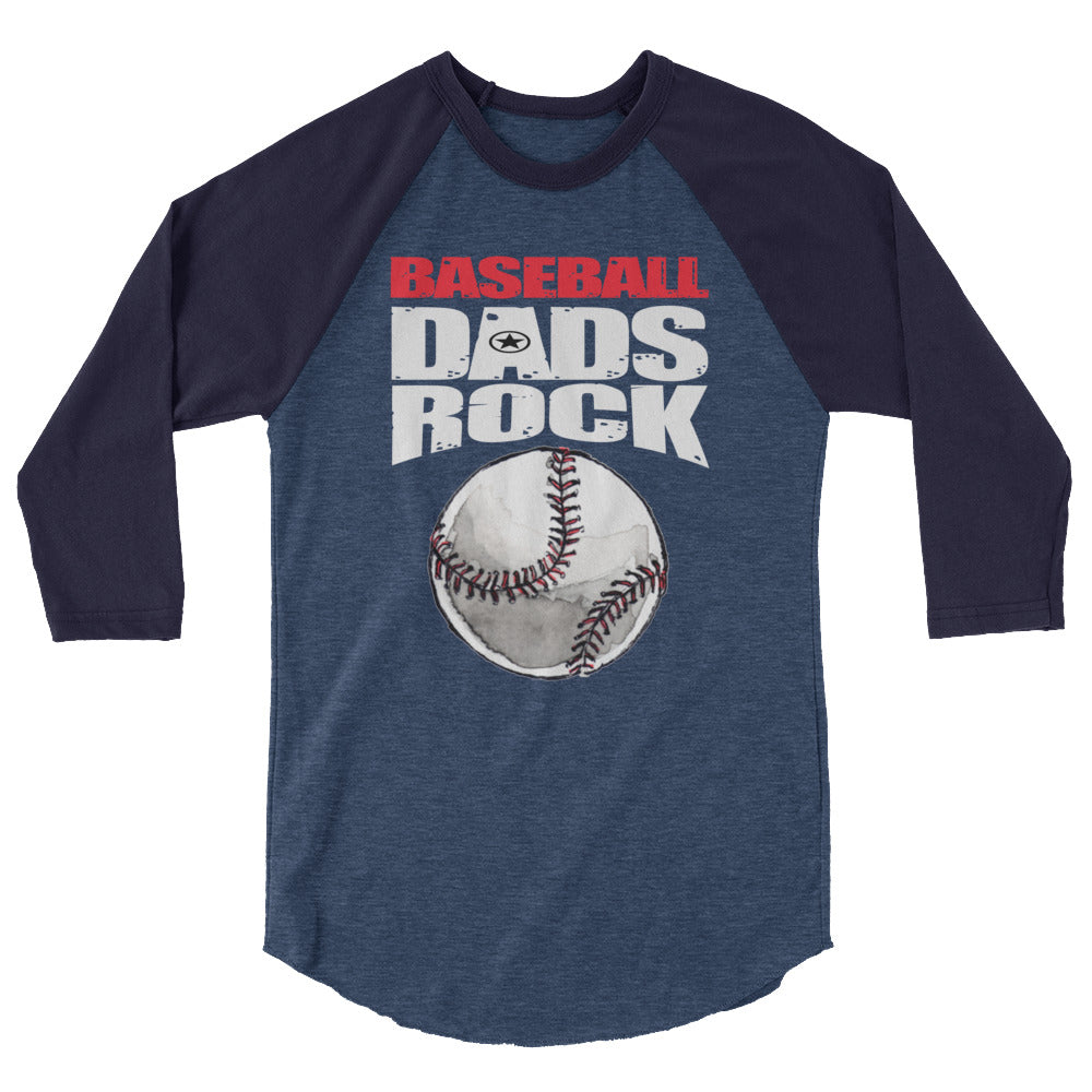 BASEBALL DADS ROCK! 3/4 Sleeve Baseball Shirt