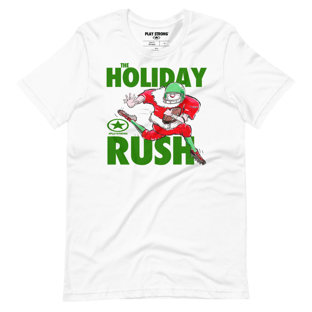 THE HOLIDAY RUSH Santa Sports #playstrong Short-Sleeve Unisex T-Shirt
