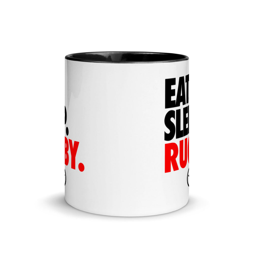 EAT. SLEEP. RUGBY. Mug with Color Inside