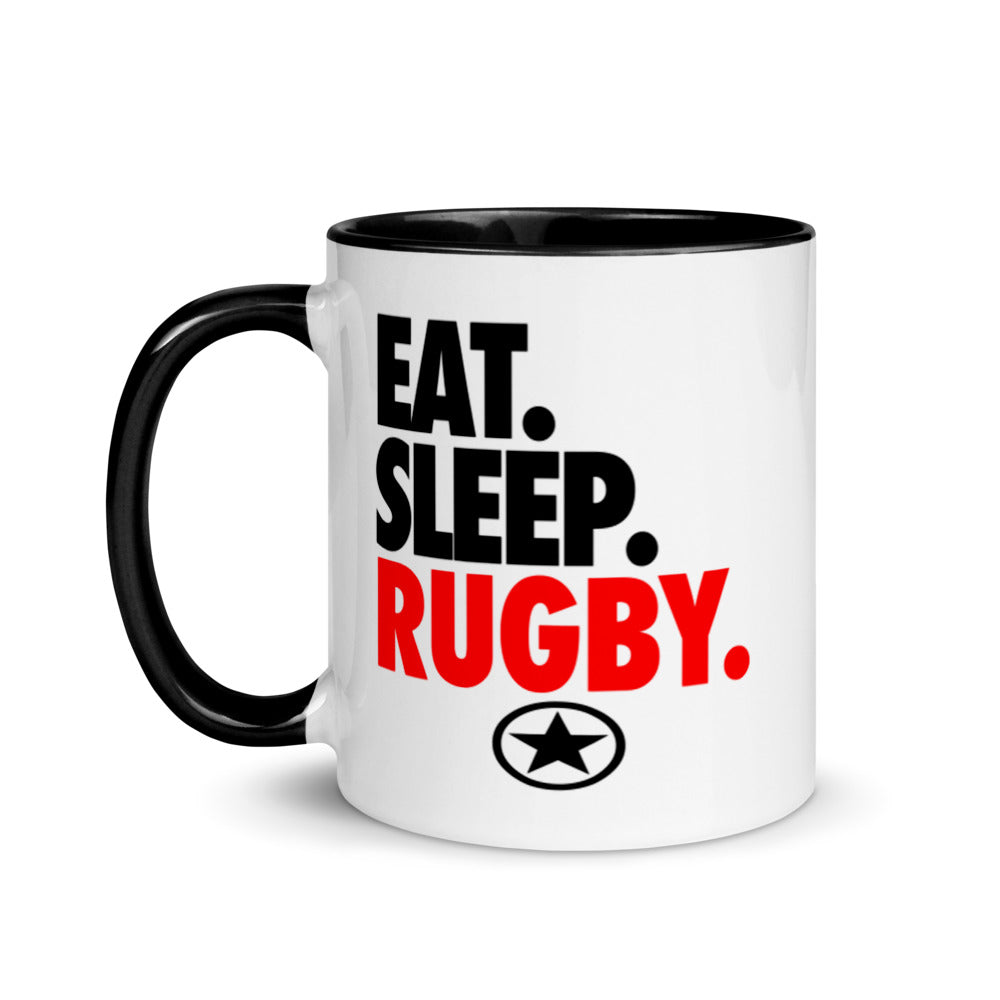 EAT. SLEEP. RUGBY. Mug with Color Inside