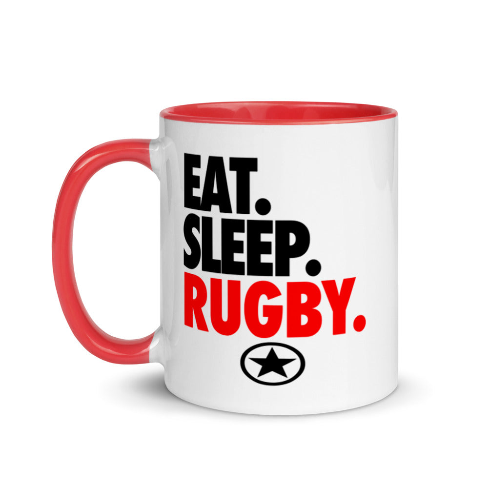 EAT. SLEEP. RUGBY. Mug with Color Inside