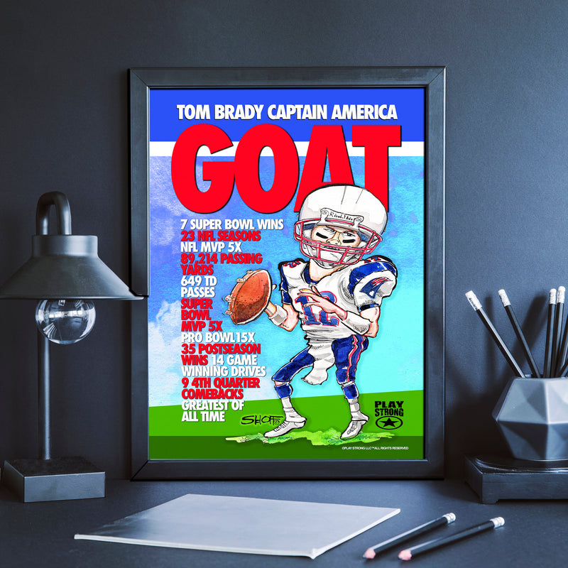 FOOTBALL GOAT Tribute Framed Watercolor Print