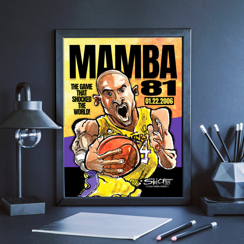 MAMBA 81 Tribute Framed Watercolor Print