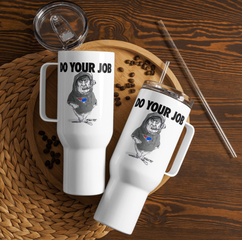 DO YOUR JOB Travel mug with a handle