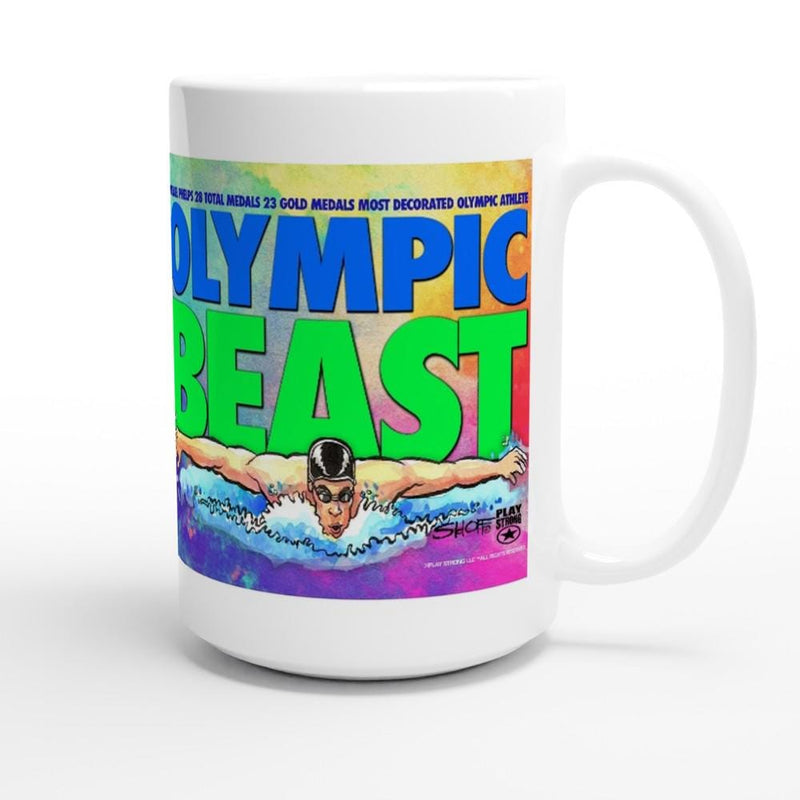 OLYMPIC BEAST Michael Phelps White 15oz Ceramic Mug