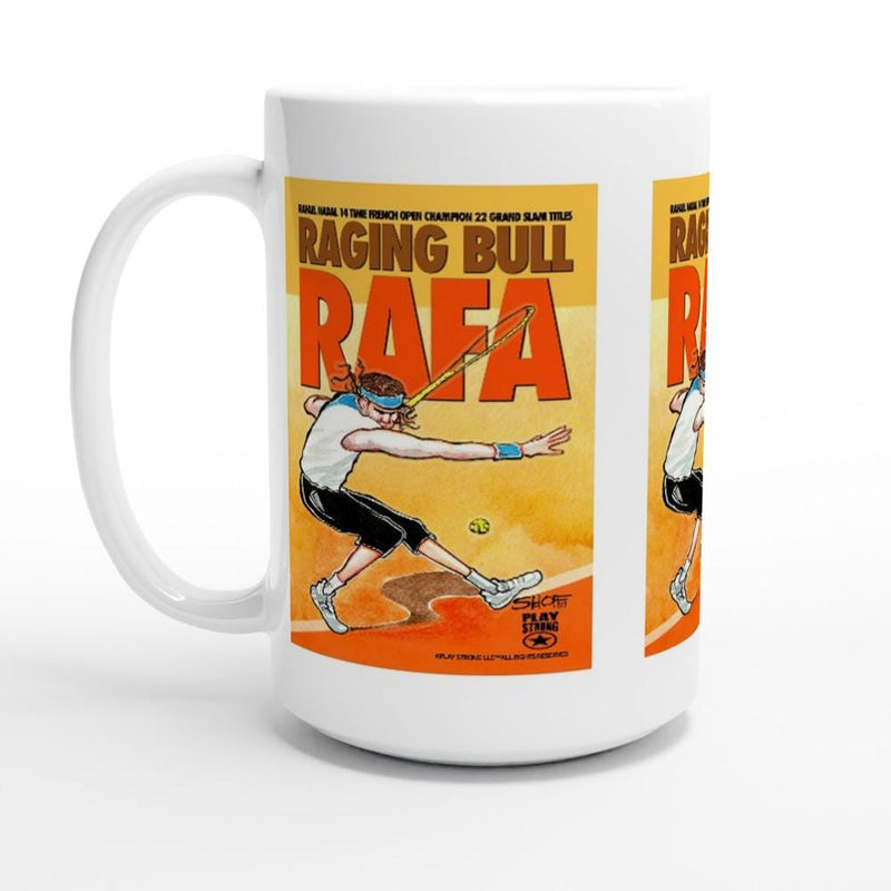 RAGING BULL RAFA Rafael Nadal Tennis White 15oz Ceramic Mug