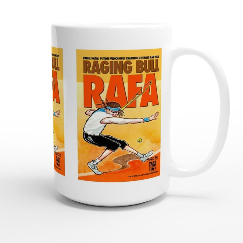 RAGING BULL RAFA Rafael Nadal Tennis White 15oz Ceramic Mug