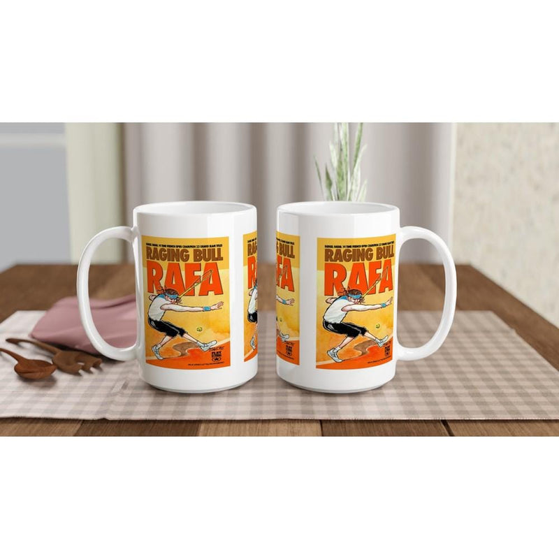 RAGING BULL RAFA Rafael Nadal Tennis White 15oz Ceramic Mug