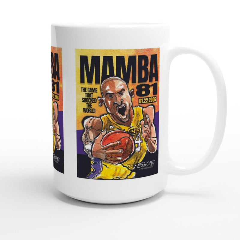 MAMBA 81 The Game That Shocked The World! Kobe Bryant White 15oz Ceramic Mug