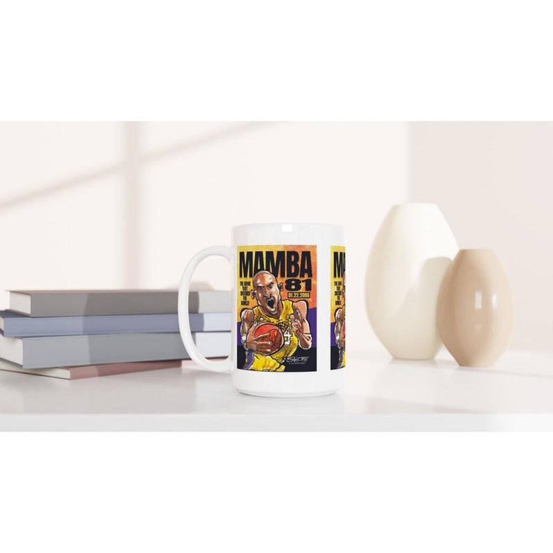 MAMBA 81 The Game That Shocked The World! Kobe Bryant White 15oz Ceramic Mug