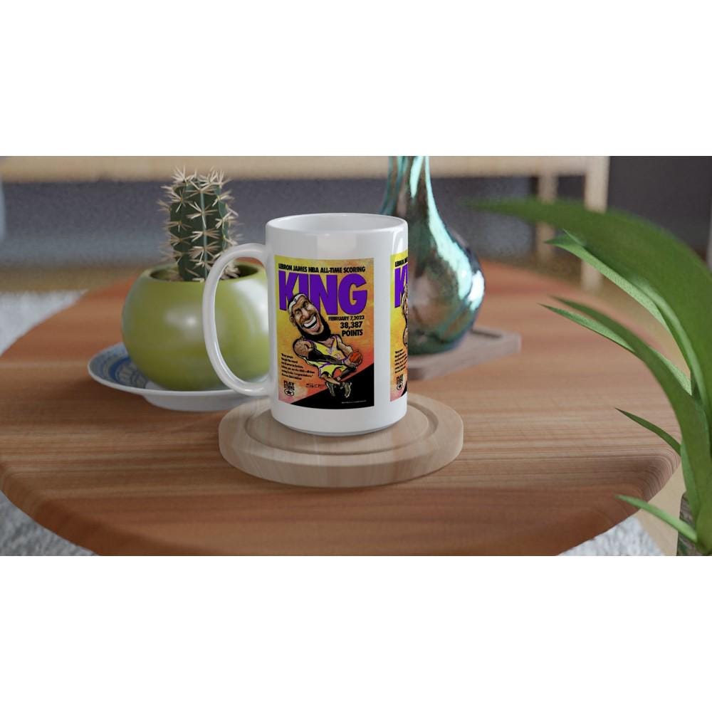 SCORING KING LeBron James White 15oz Ceramic Mug