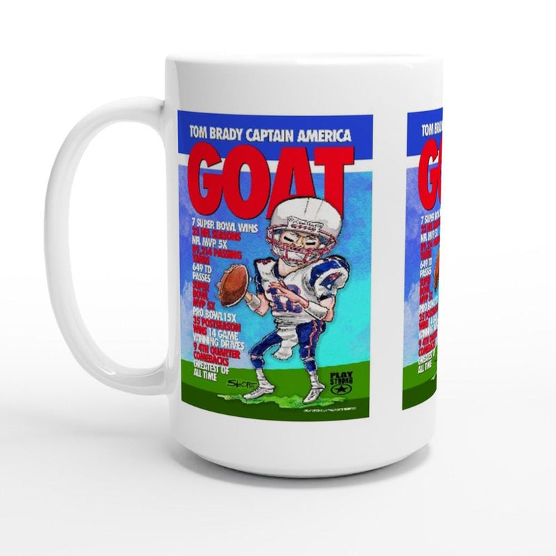 FOOTBALL G.O.A.T. Tom Brady White 15oz Ceramic Mug