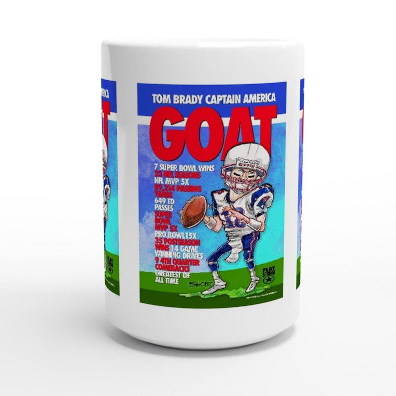 FOOTBALL G.O.A.T. Tom Brady White 15oz Ceramic Mug