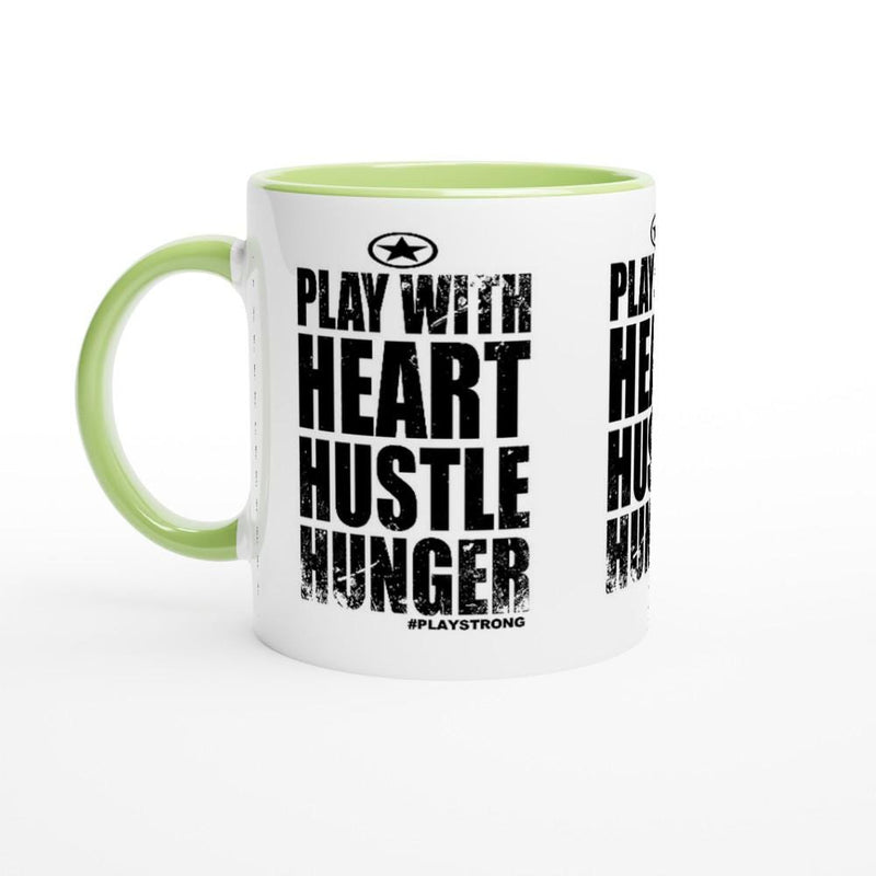 HEART HUSTLE HUNGER Empower Words White 11oz Ceramic Mug with Color Inside