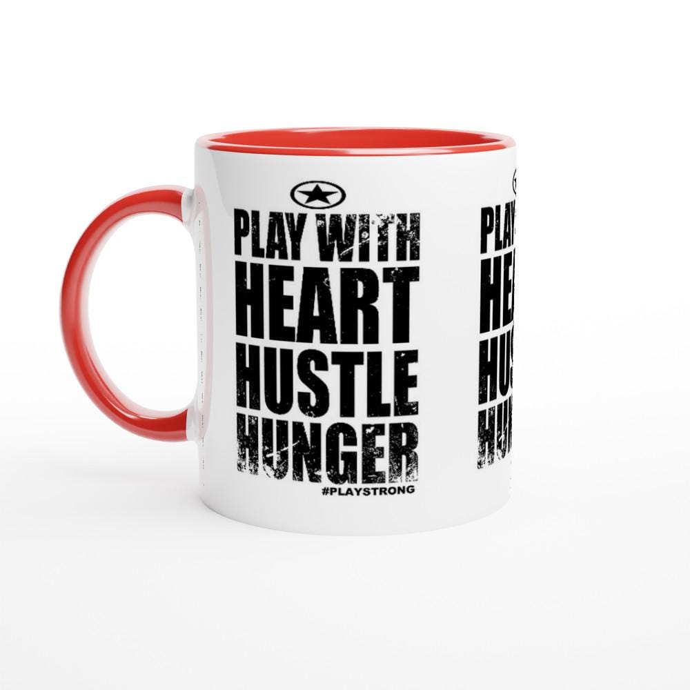 HEART HUSTLE HUNGER Empower Words White 11oz Ceramic Mug with Color Inside