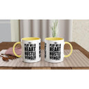 HEART HUSTLE HUNGER Empower Words White 11oz Ceramic Mug with Color Inside