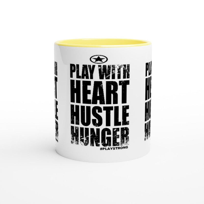 HEART HUSTLE HUNGER Empower Words White 11oz Ceramic Mug with Color Inside