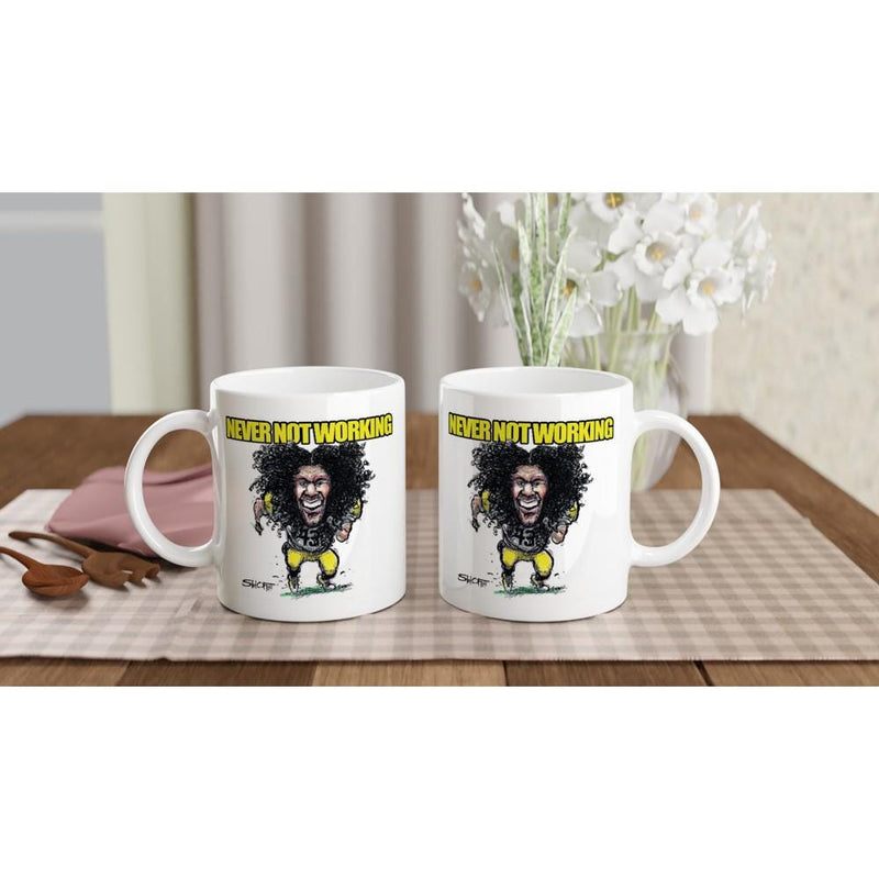 NEVER NOT WORKING with Troy Polamalu White 11oz Ceramic Mug