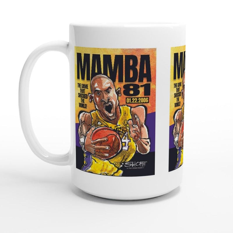 MAMBA 81 The Game That Shocked The World! Kobe Bryant White 15oz Ceramic Mug