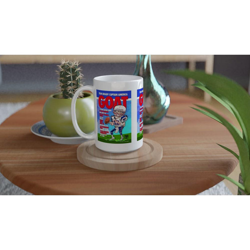 FOOTBALL G.O.A.T. Tom Brady White 15oz Ceramic Mug