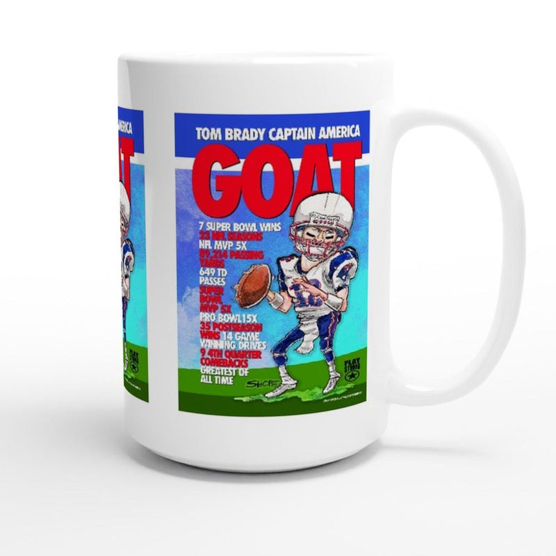 FOOTBALL G.O.A.T. Tom Brady White 15oz Ceramic Mug