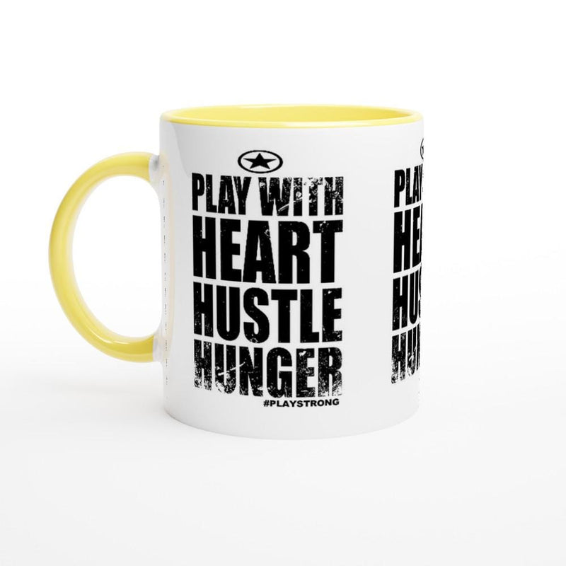 HEART HUSTLE HUNGER Empower Words White 11oz Ceramic Mug with Color Inside