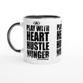 HEART HUSTLE HUNGER Empower Words White 11oz Ceramic Mug with Color Inside