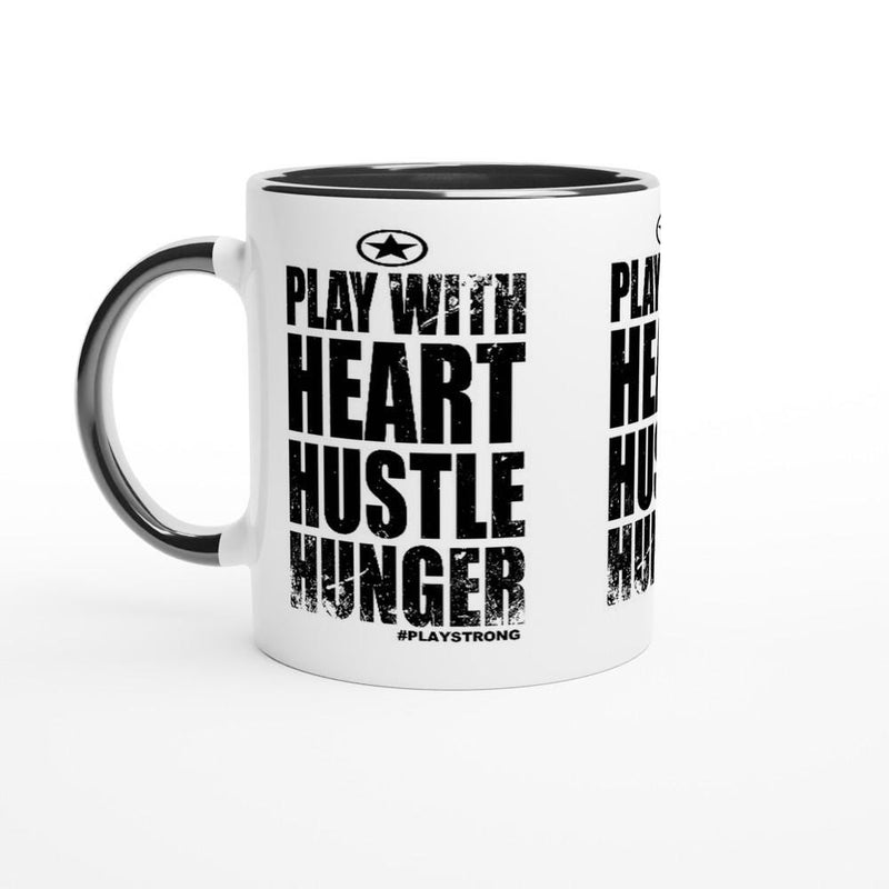 HEART HUSTLE HUNGER Empower Words White 11oz Ceramic Mug with Color Inside