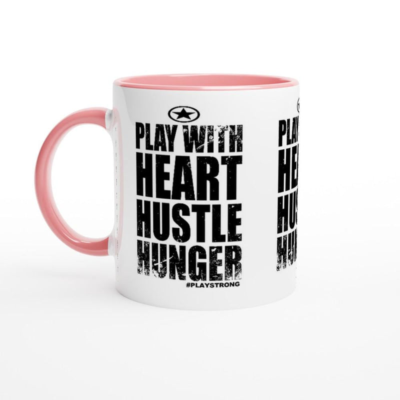 HEART HUSTLE HUNGER Empower Words White 11oz Ceramic Mug with Color Inside