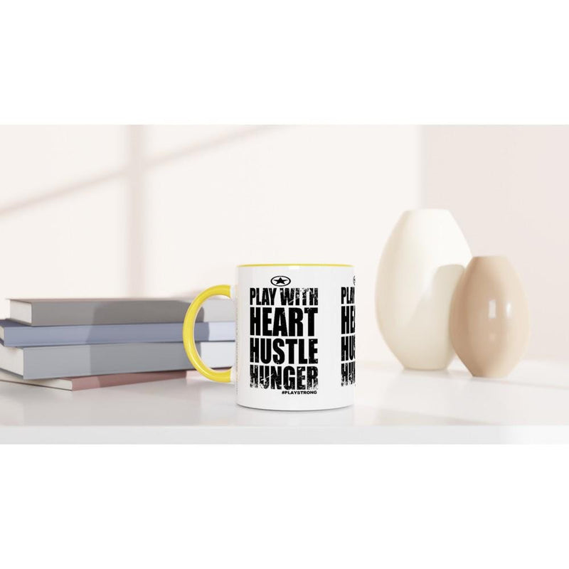 HEART HUSTLE HUNGER Empower Words White 11oz Ceramic Mug with Color Inside