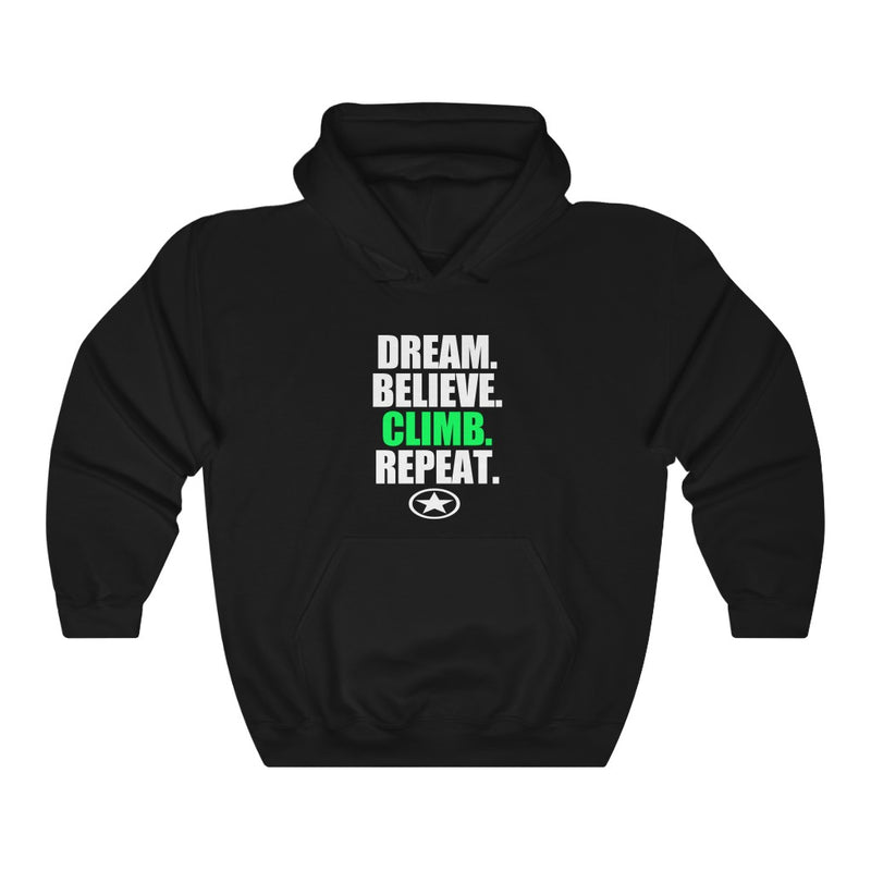 Dream. Believe. Climb. Repeat. Unisex Heavy Blend™ Hooded Sweatshirt