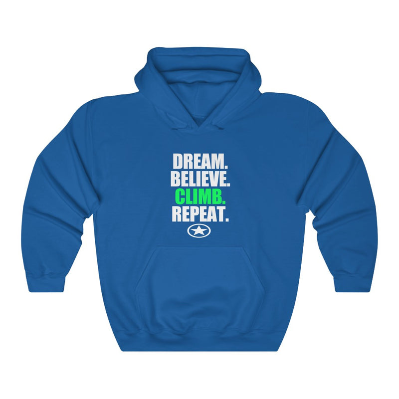 Dream. Believe. Climb. Repeat. Unisex Heavy Blend™ Hooded Sweatshirt