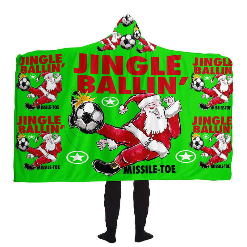 Jingle Ballin' SOCCER Super-Comfy-Cozy Hooded Sherpa Blanket Perfect Christmas Gift for Soccer Fanatics!