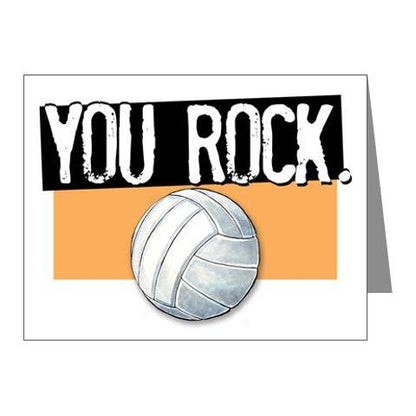 Volleyball "YOU ROCK." Note Cards Blank Inside (4.25"x5.5") 12-Pack Sports Powercard Clear Box Set 12-Pack