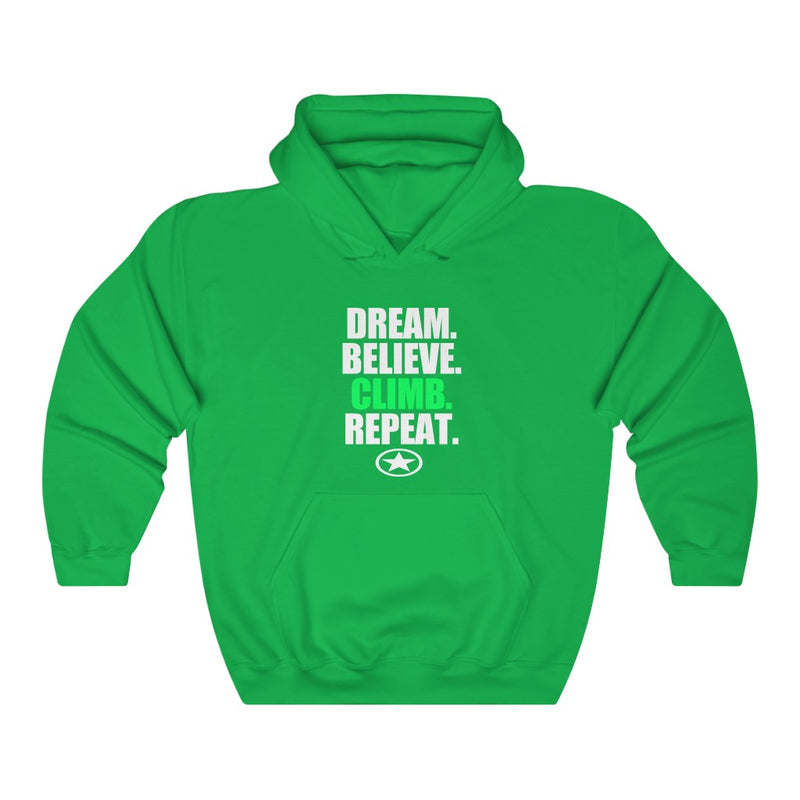 Dream. Believe. Climb. Repeat. Unisex Heavy Blend™ Hooded Sweatshirt