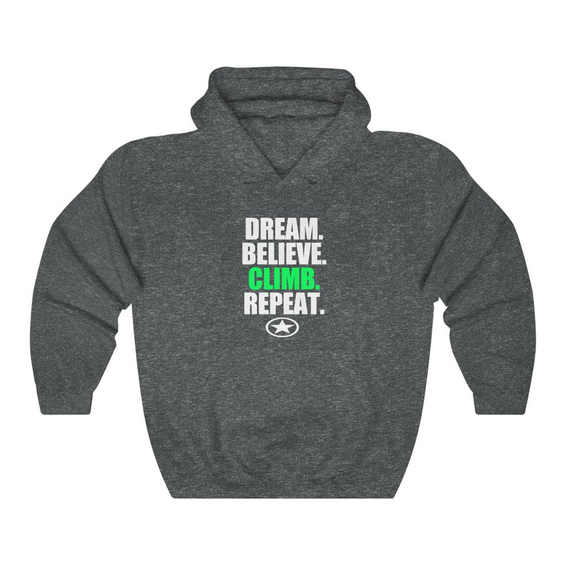 Dream. Believe. Climb. Repeat. Unisex Heavy Blend™ Hooded Sweatshirt