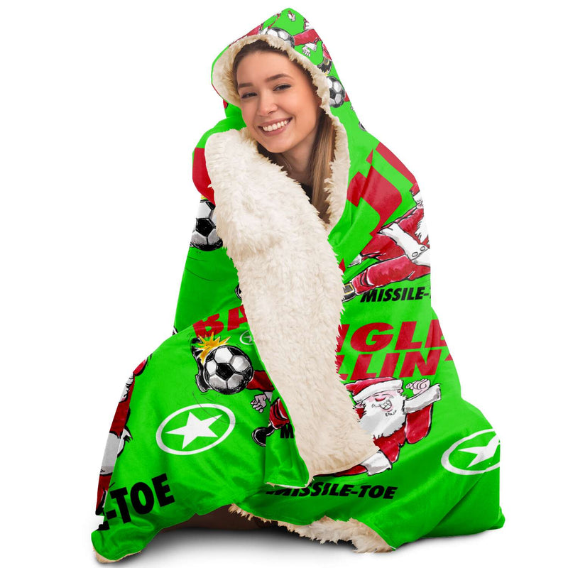 Jingle Ballin' SOCCER Super-Comfy-Cozy Hooded Sherpa Blanket Perfect Christmas Gift for Soccer Fanatics!