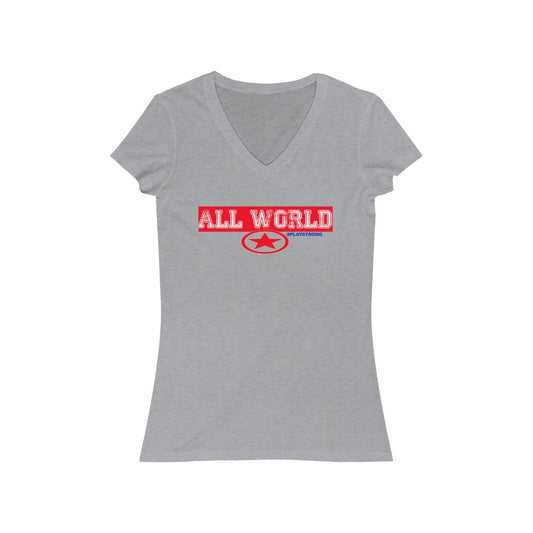ALL WORLD Women's Jersey Short Sleeve V-Neck Tee