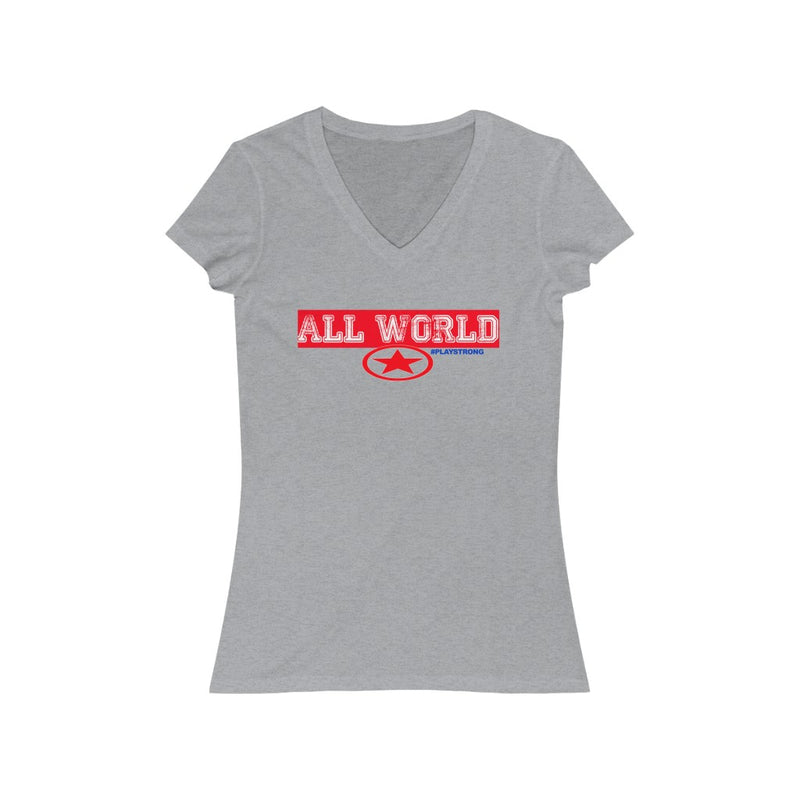 ALL WORLD Women's Jersey Short Sleeve V-Neck Tee