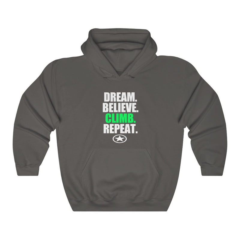 Dream. Believe. Climb. Repeat. Unisex Heavy Blend™ Hooded Sweatshirt