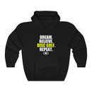 DREAM. BELIEVE. DISC GOLF. REPEAT. Unisex Heavy Blend™ Hooded Sweatshirt