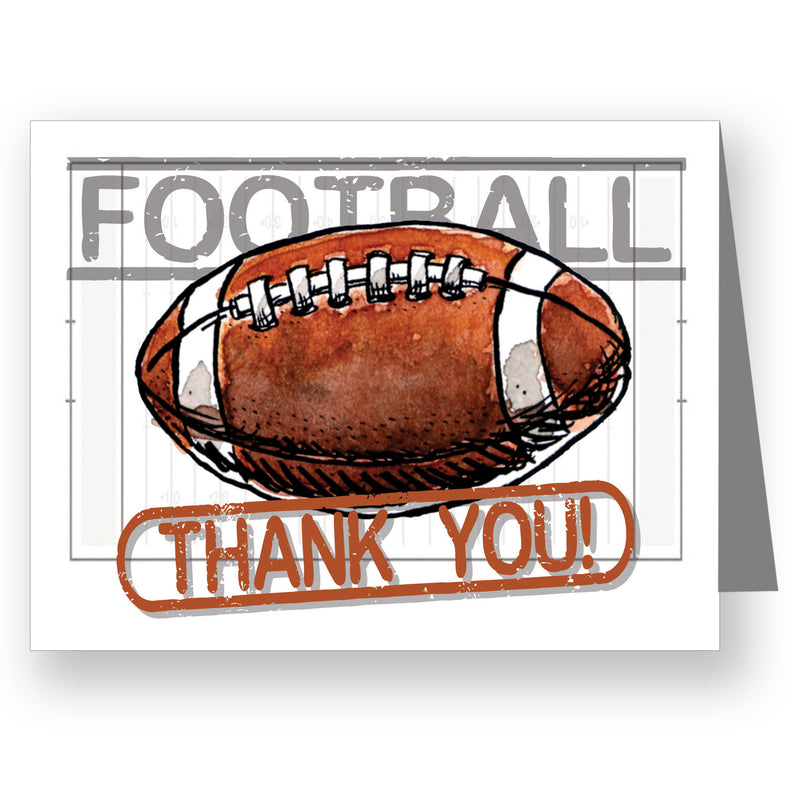 FOOTBALL Thank You Note Cards (4.25"x5.5") 12-PACK Sports Powercards
