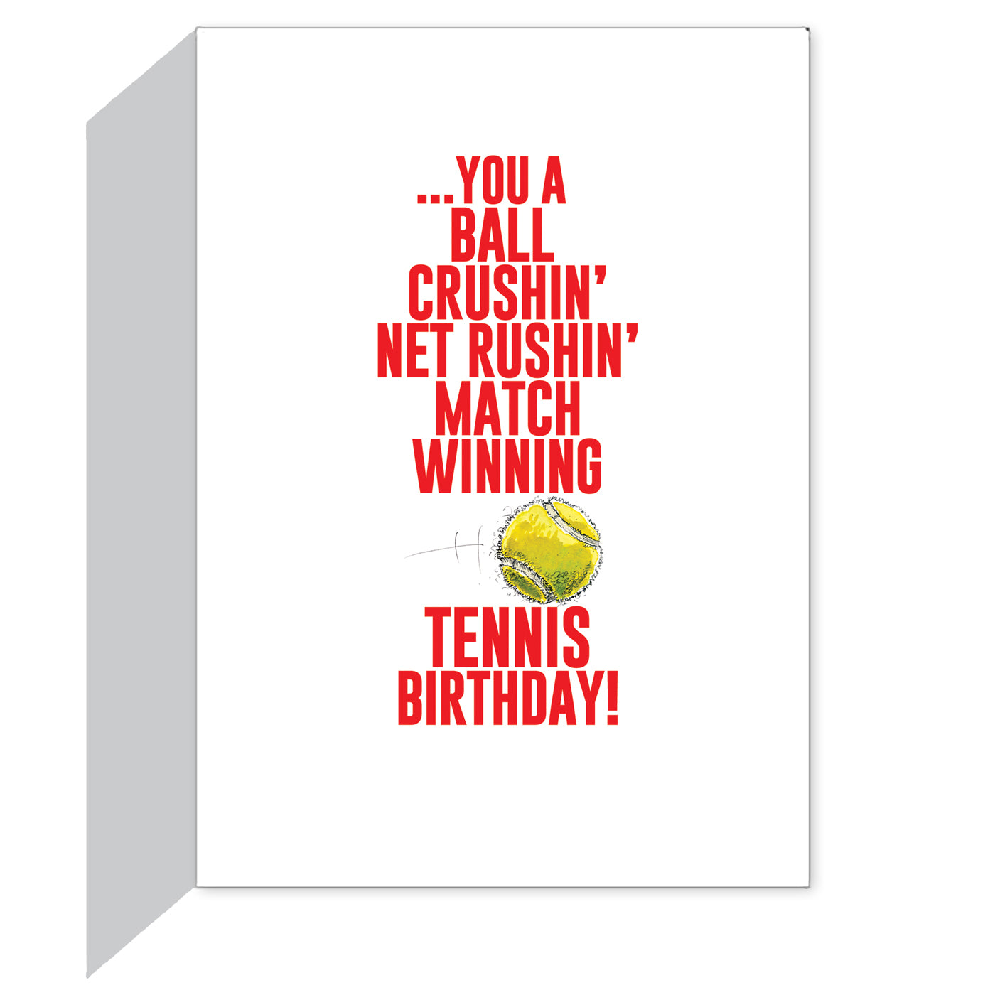 TENNIS Birthday Power Player Birthday Card 1-Pack (5x7) Illustrated Sports Birthday Greeting Cards